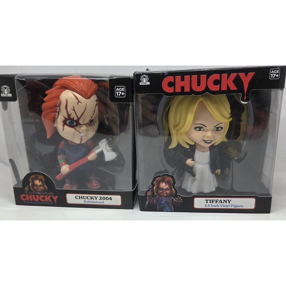 Horror Lot-CultureFly Chucky 2004 Bobblehead & Tiffany 4.5" Vinyl Figure 4.5 in
